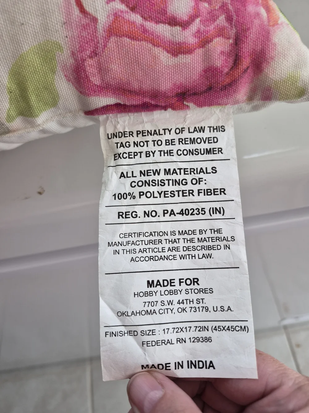 Hobby Lobby Pink and Green Rose Accent Pillow- Set Of 2
